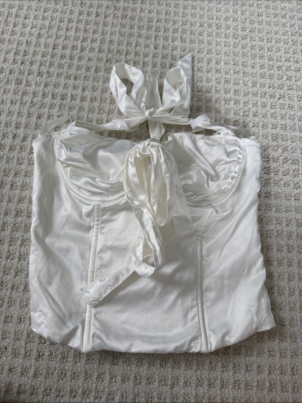 Amazon White Satin Halter Bustier